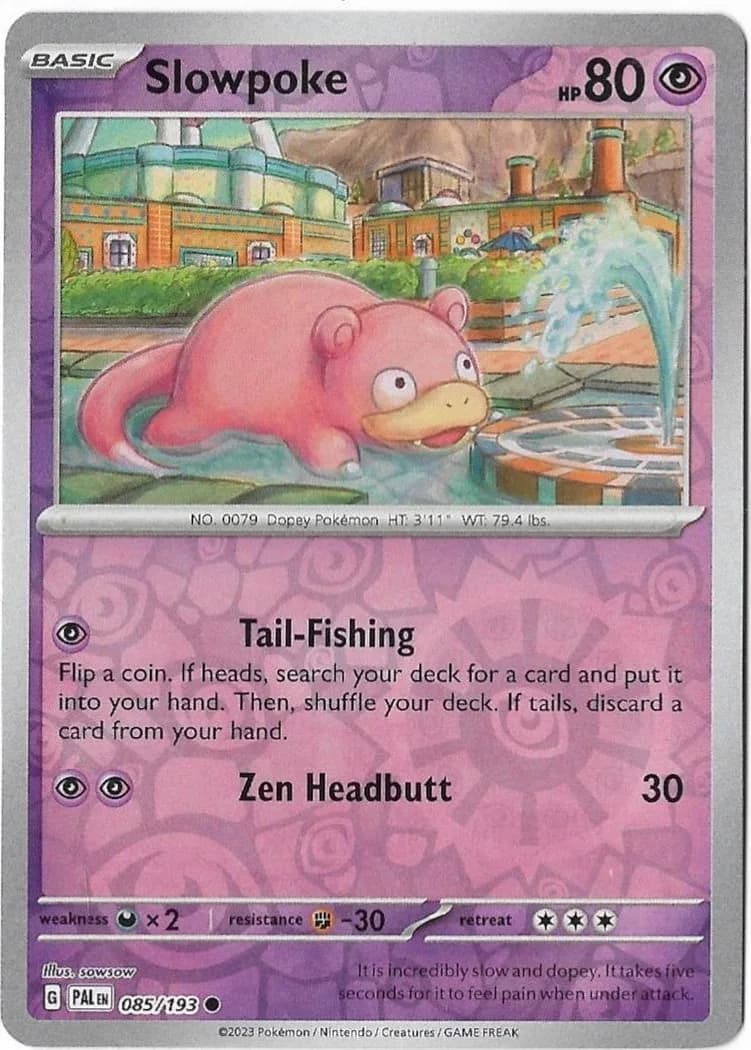 Slowpoke reverse holo card front, Paldea Evolved 85/193
