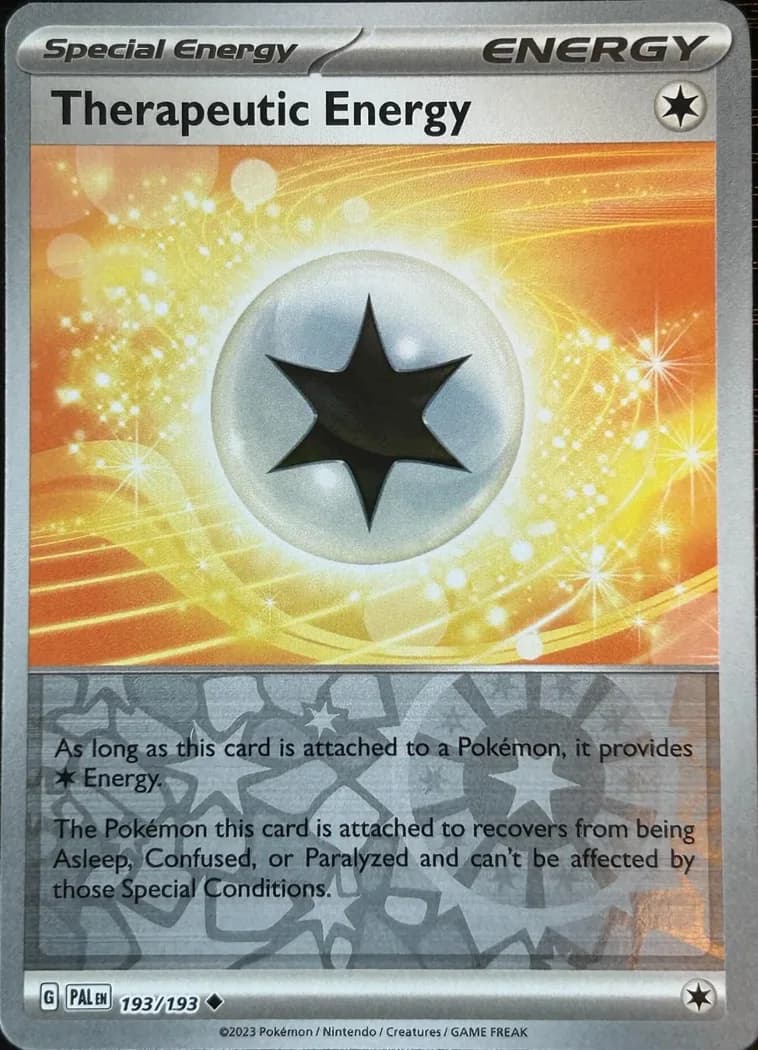 Therapeutic Energy reverse holo card front, Paldea Evolved 193/193