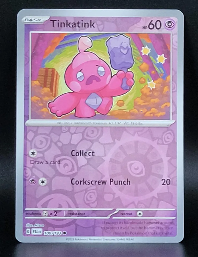 Tinkatink reverse holo card front, Paldea Evolved 100/193