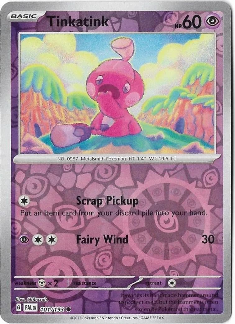 Tinkatink reverse holo card front, Paldea Evolved 101/193