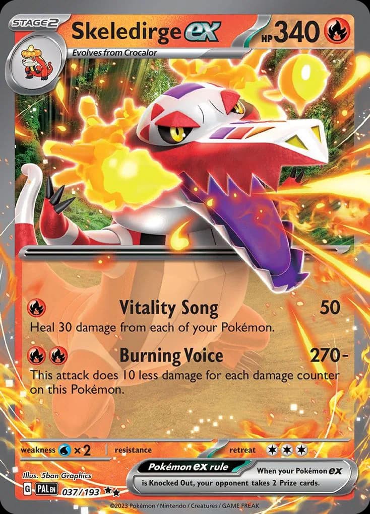 Paldea Evolved Skeledirge ex card front, 37/193