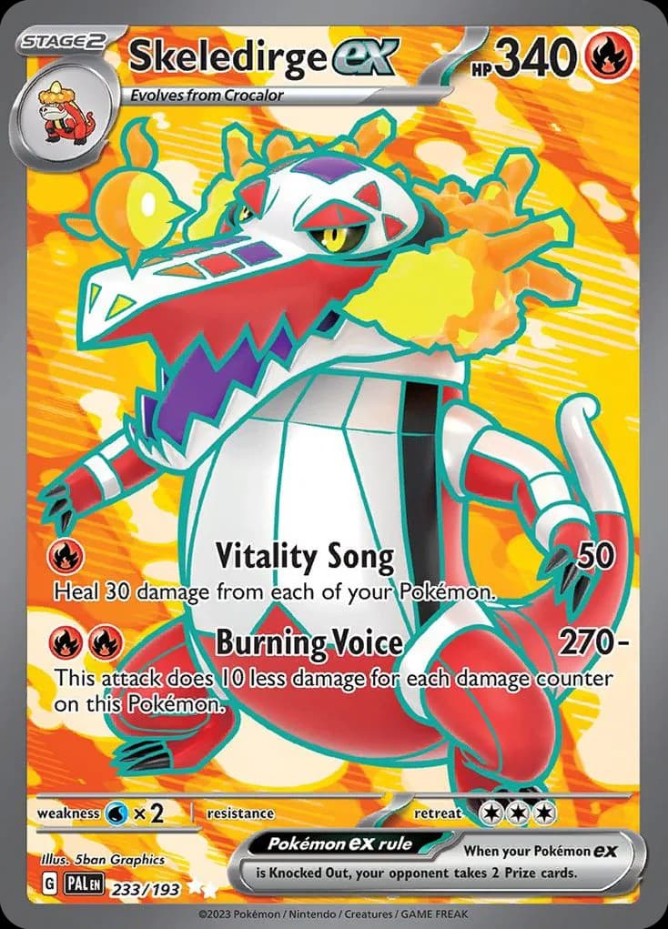 Paldea Evolved Skeledirge ex card front, 233/193