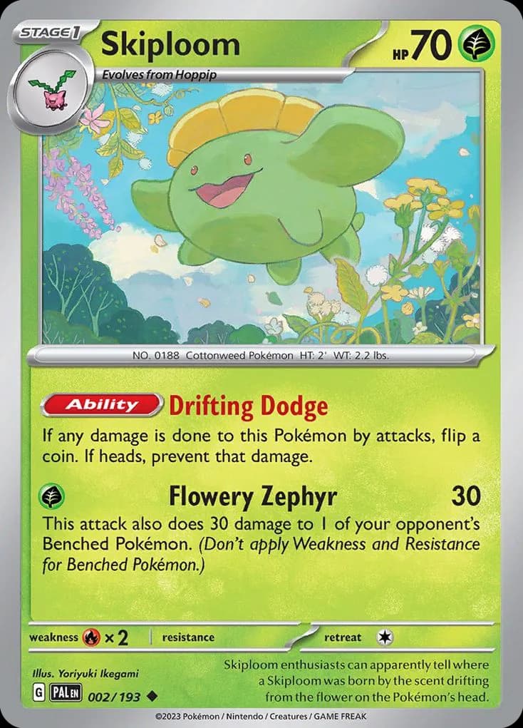 Paldea Evolved Skiploom card front, 2/193
