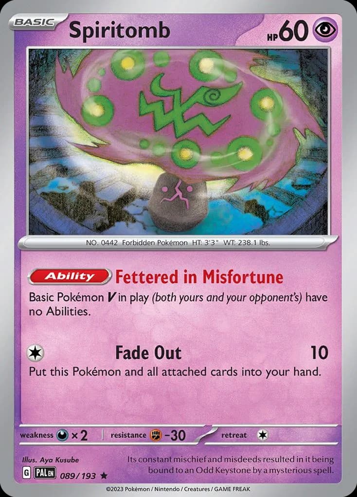 Paldea Evolved Spiritomb card front, 89/193