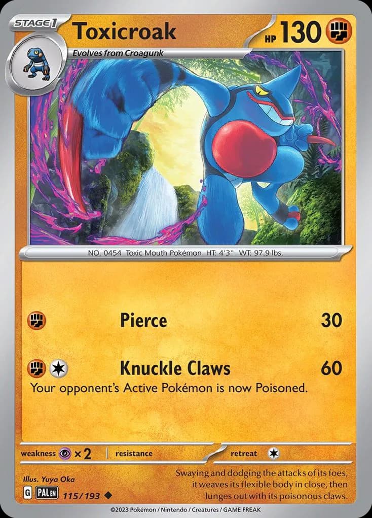Paldea Evolved Toxicroak card front, 115/193
