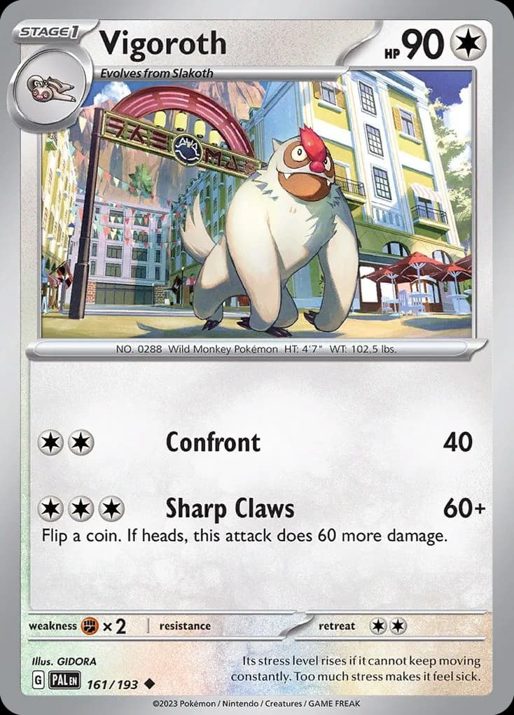 Paldea Evolved Vigoroth card front, 161/193