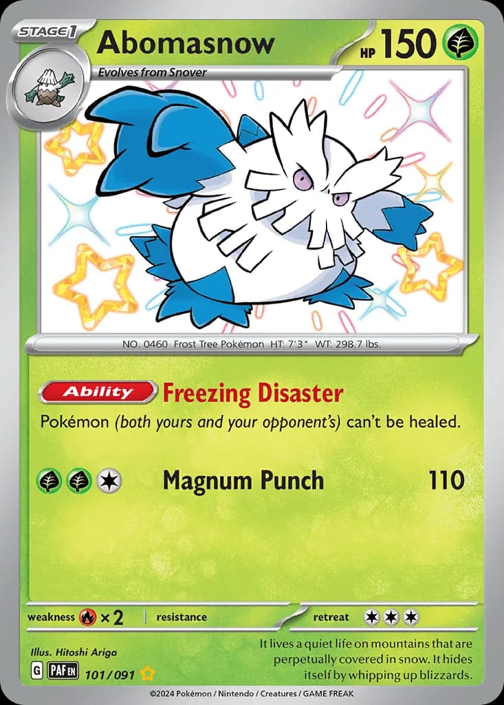 Paldean Fates Abomasnow card front, 101/91