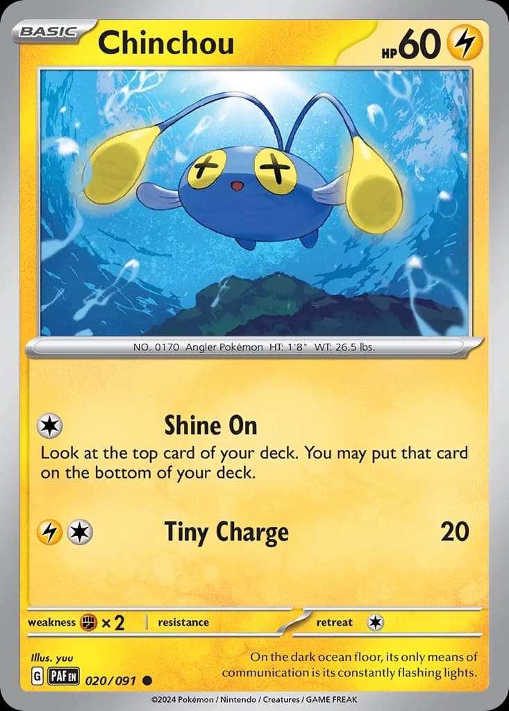 Paldean Fates Chinchou card front, 20/91