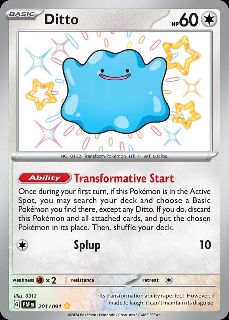Ditto card front, Paldean Fates 201/91