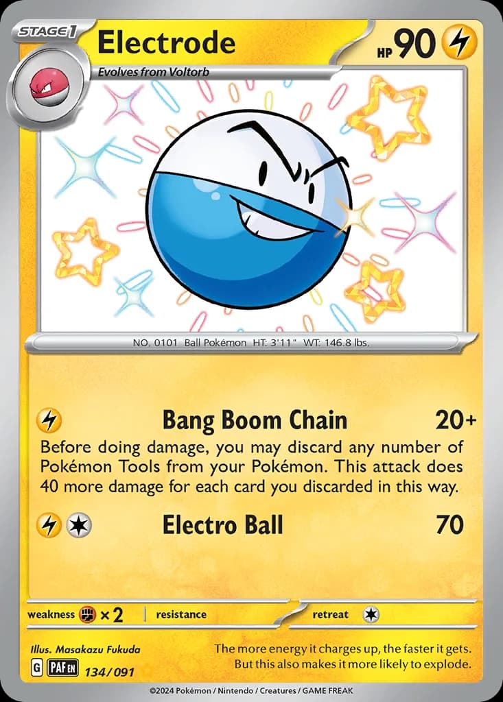 Paldean Fates Electrode card front, 134/91