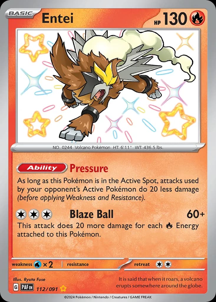 Entei card front, Paldean Fates 112/91