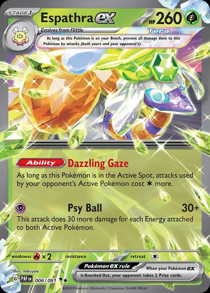 Paldean Fates Espathra ex card front, 6/91