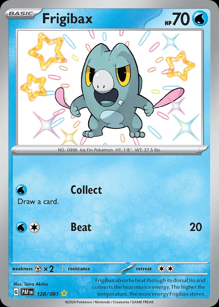 Paldean Fates Frigibax card front, 128/91