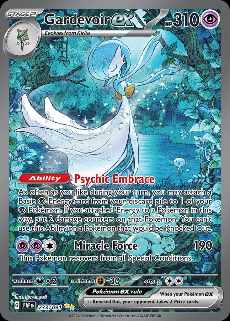 Paldean Fates Gardevoir ex card front, 233/91