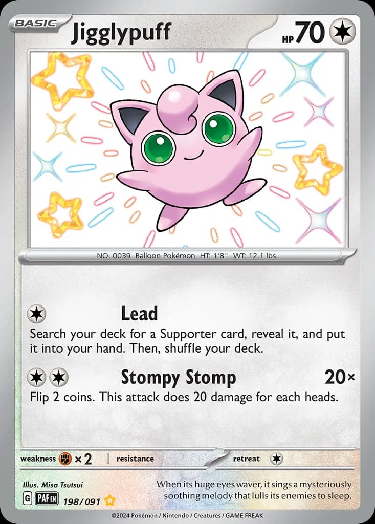 Paldean Fates Jigglypuff card front, 198/91