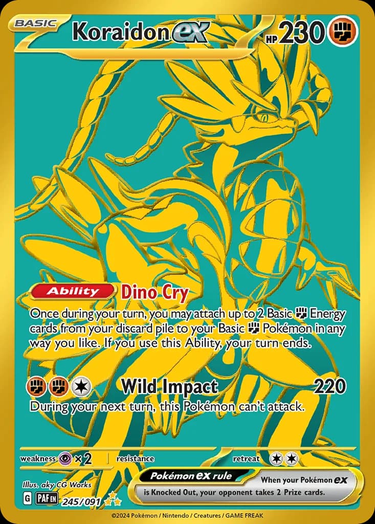 Paldean Fates Koraidon ex card front, 245/91