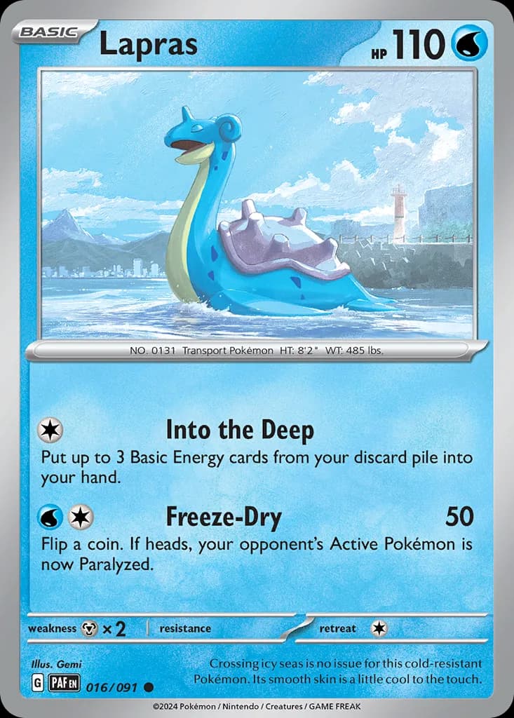 Lapras card front, Paldean Fates 16/91