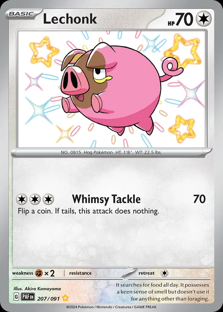 Paldean Fates Lechonk card front, 207/91