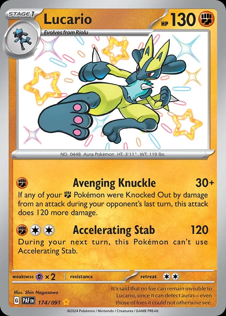 Lucario card front, Paldean Fates 174/91