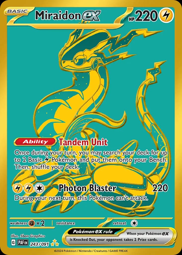 Paldean Fates Miraidon ex card front, 243/91
