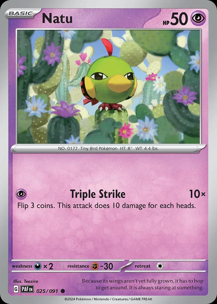 Paldean Fates Natu card front, 25/91