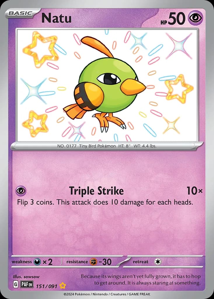 Paldean Fates Natu card front, 151/91