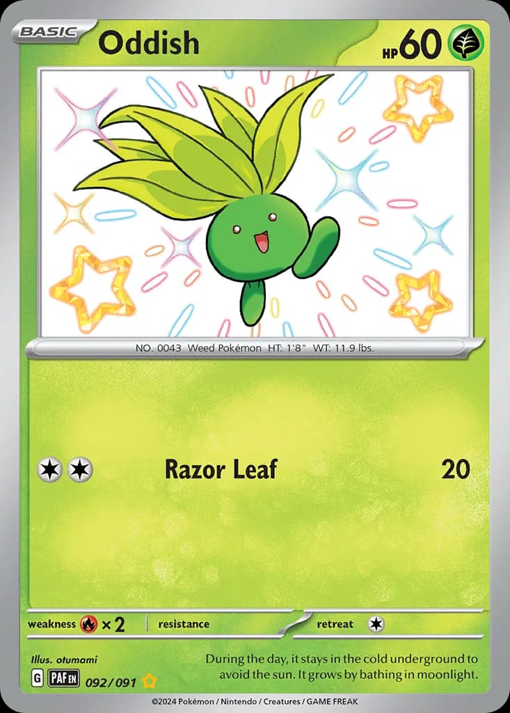 Paldean Fates Oddish card front, 92/91