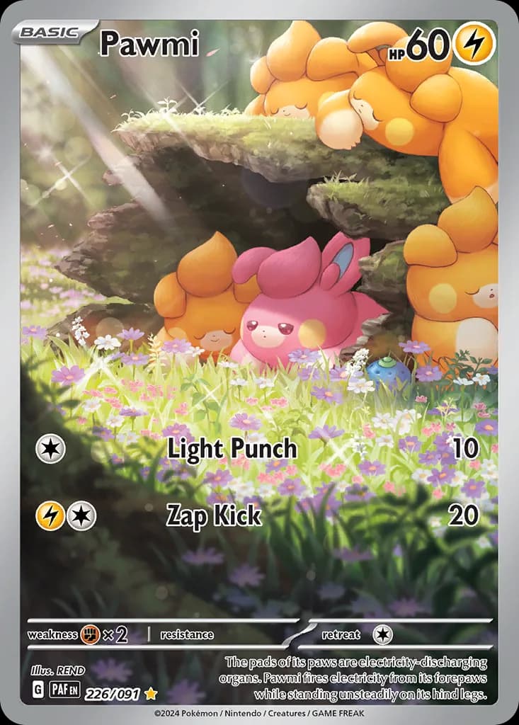 Paldean Fates Pawmi card front, 226/91