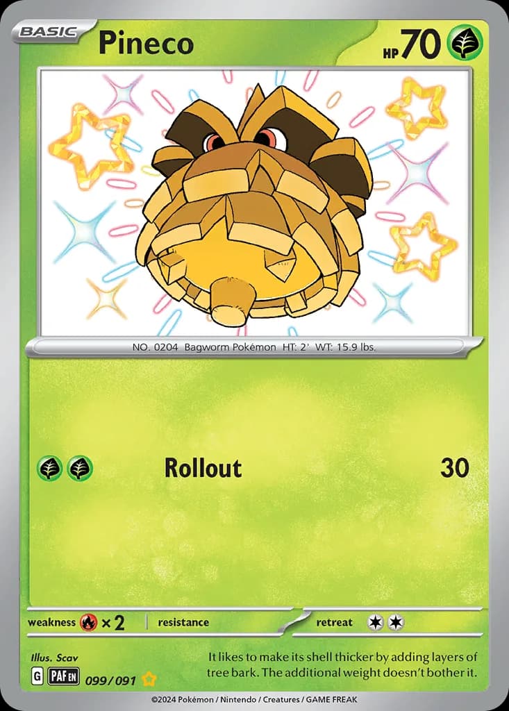 Paldean Fates Pineco card front, 99/91