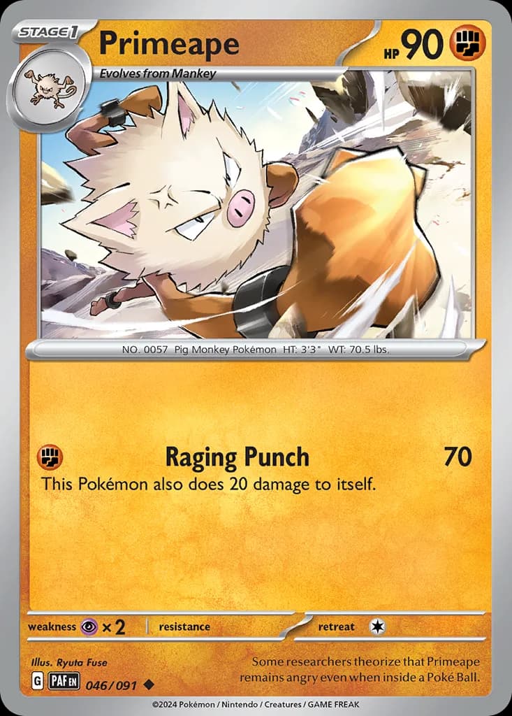 Paldean Fates Primeape card front, 46/91
