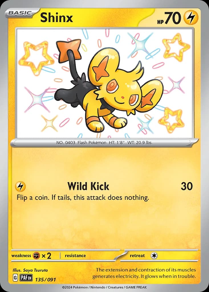 Paldean Fates Shinx card front, 135/91