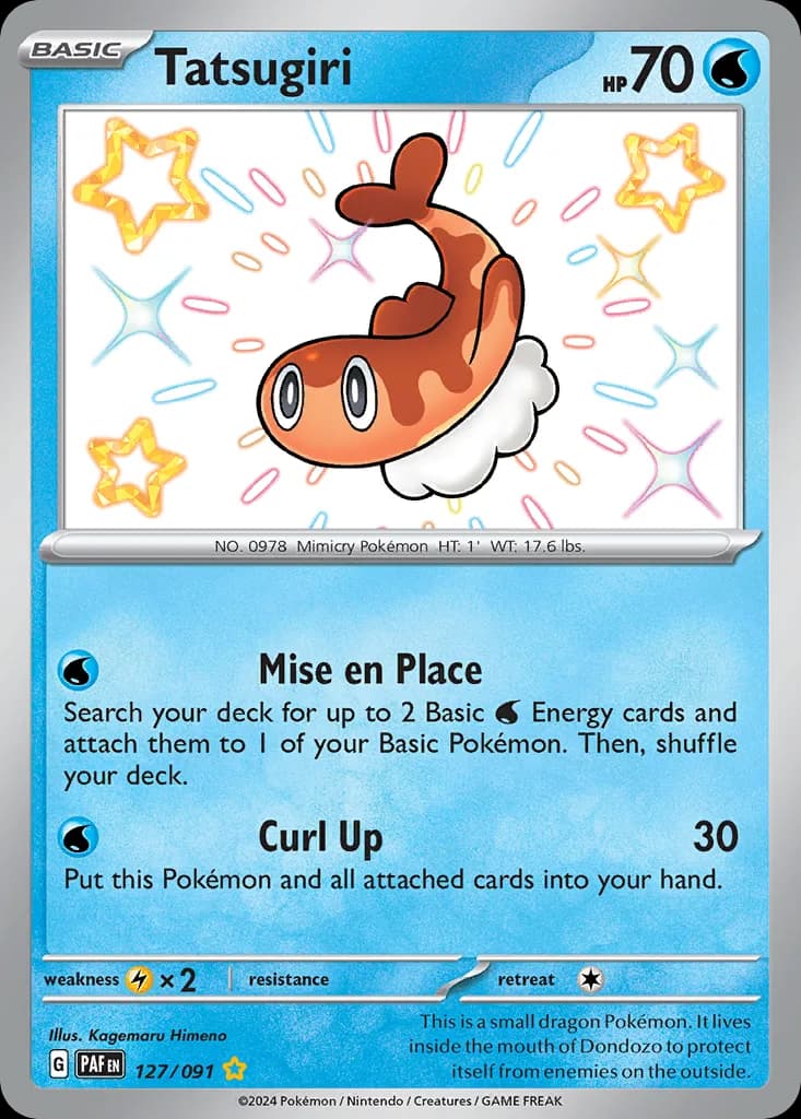 Paldean Fates Tatsugiri card front, 127/91