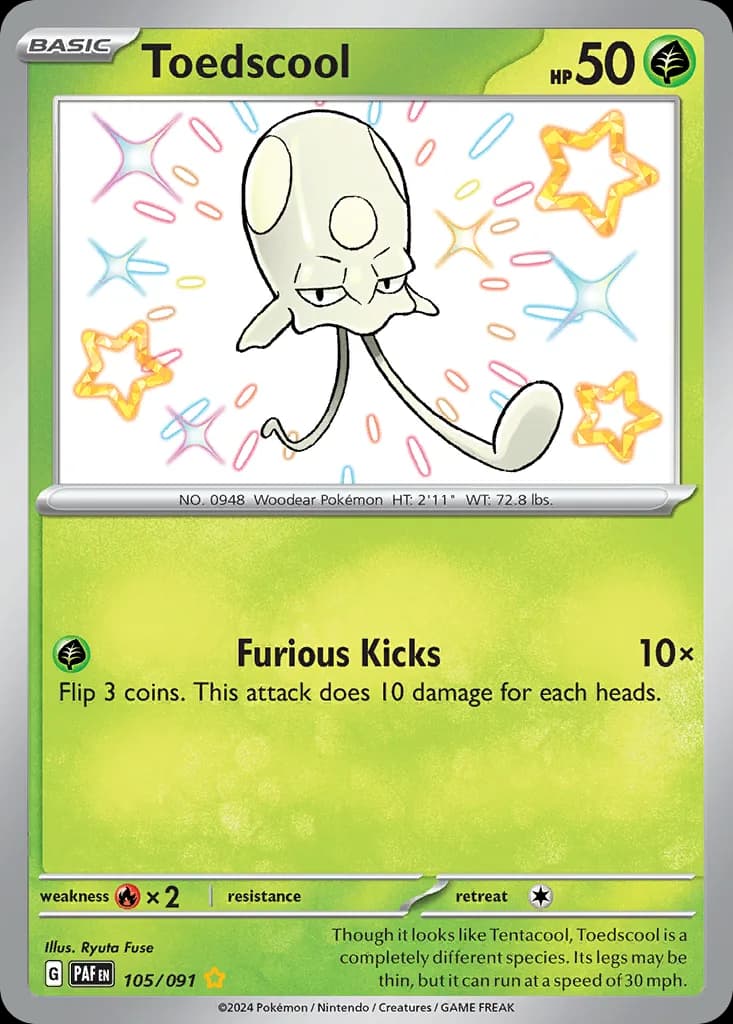 Paldean Fates Toedscool card front, 105/91
