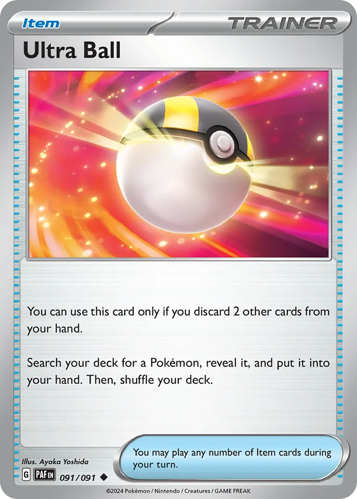 Paldean Fates Ultra Ball card front, 91/91