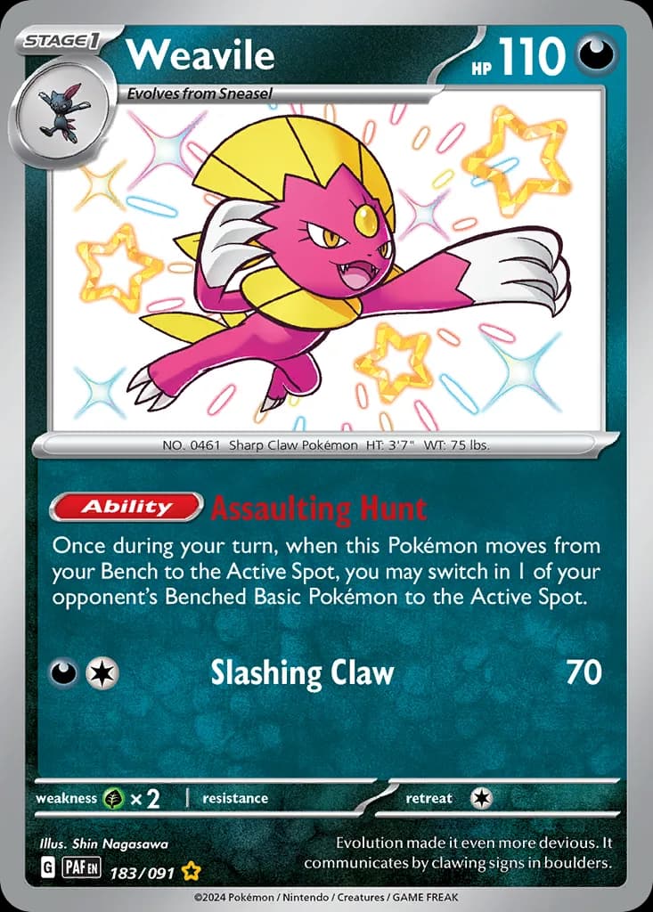 Weavile card front, Paldean Fates 183/91