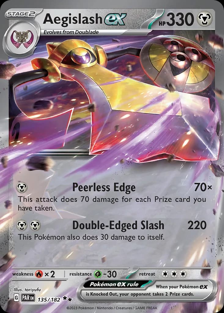 Aegislash ex card front, Paradox Rift 135/182