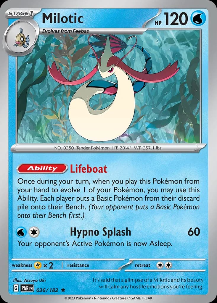 Milotic card front, Paradox Rift 36/182