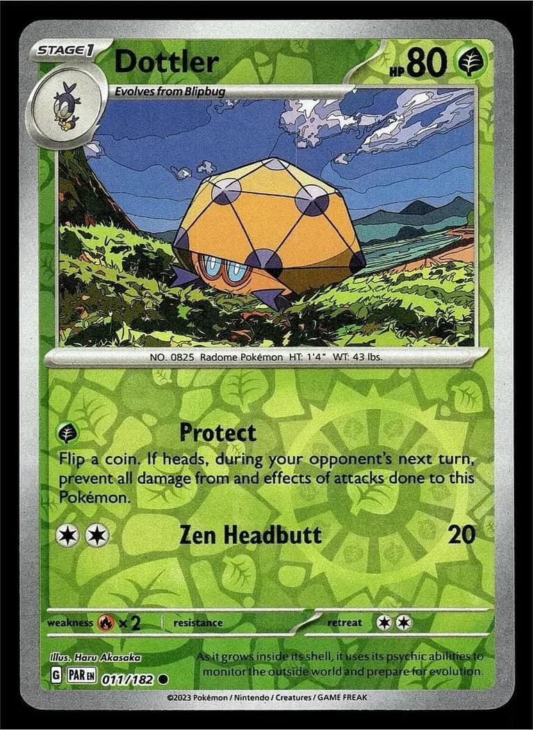 Dottler reverse holo card front, Paradox Rift 11/182