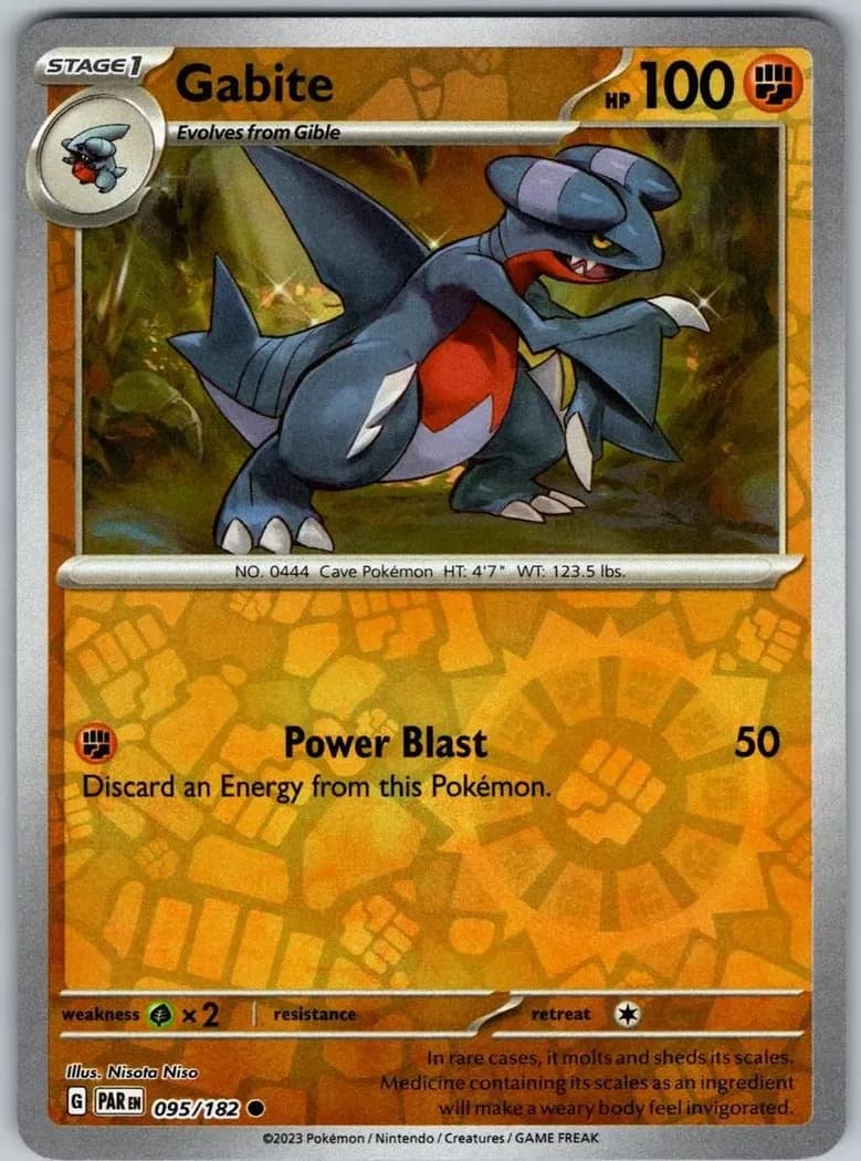 Gabite reverse holo card front, Paradox Rift 95/182