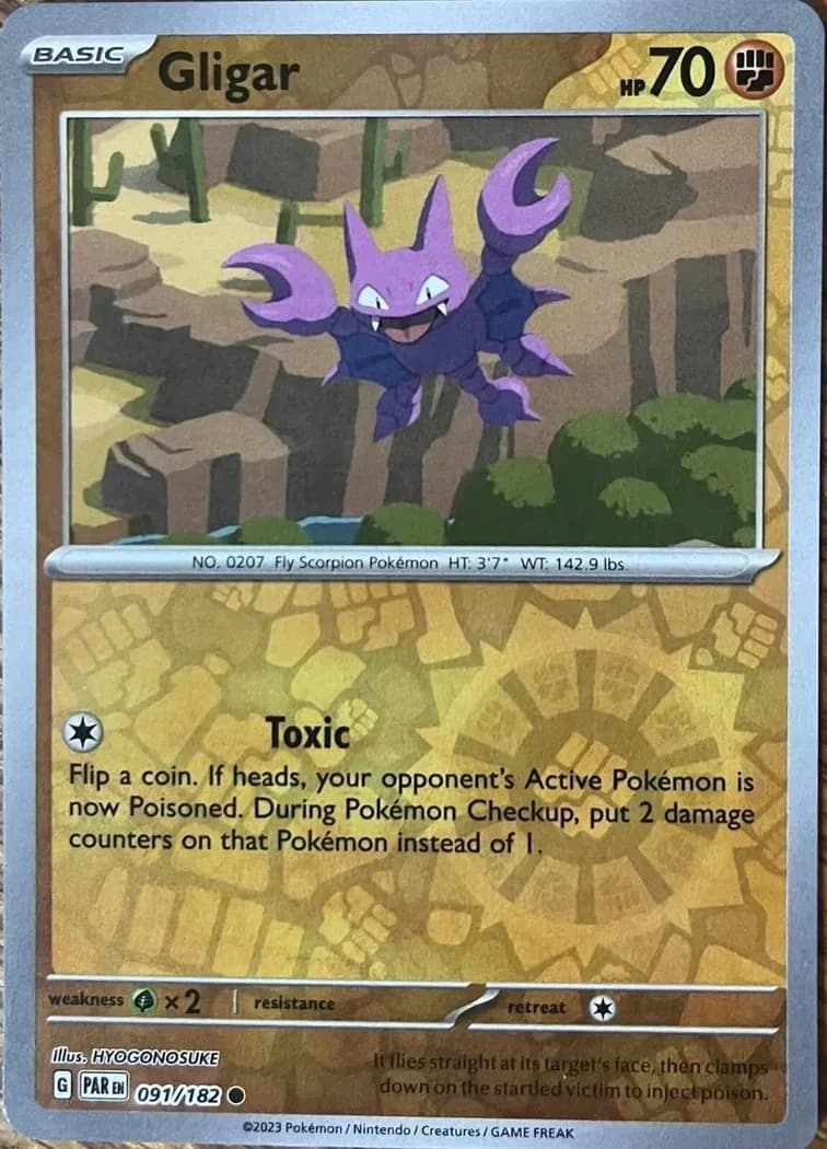 Gligar reverse holo card front, Paradox Rift 91/182