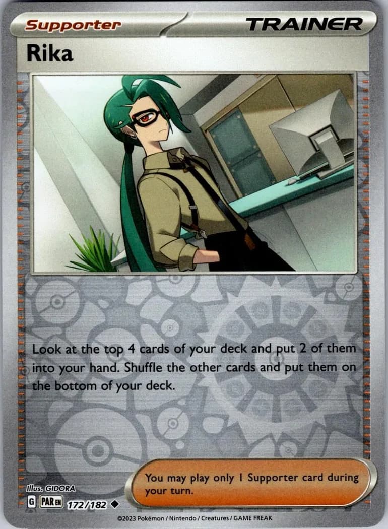 Rika reverse holo card front, Paradox Rift 172/182