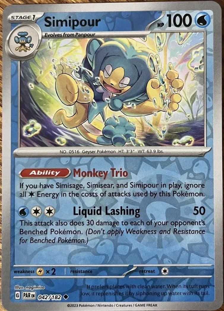 Simipour reverse holo card front, Paradox Rift 42/182