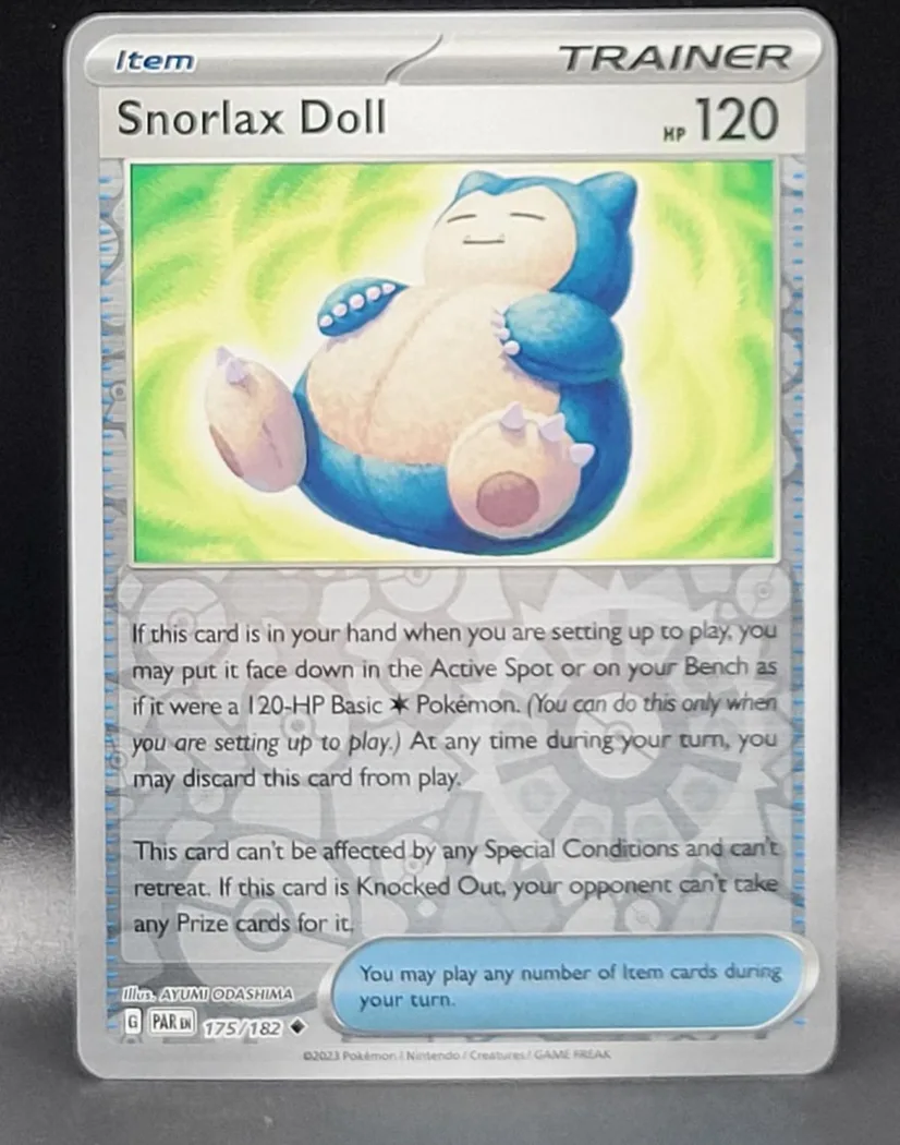 Snorlax Doll reverse holo card front, Paradox Rift 175/182