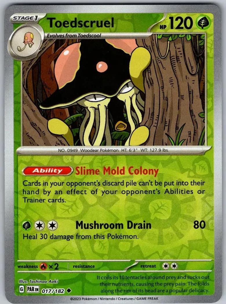 Toedscruel reverse holo card front, Paradox Rift 17/182