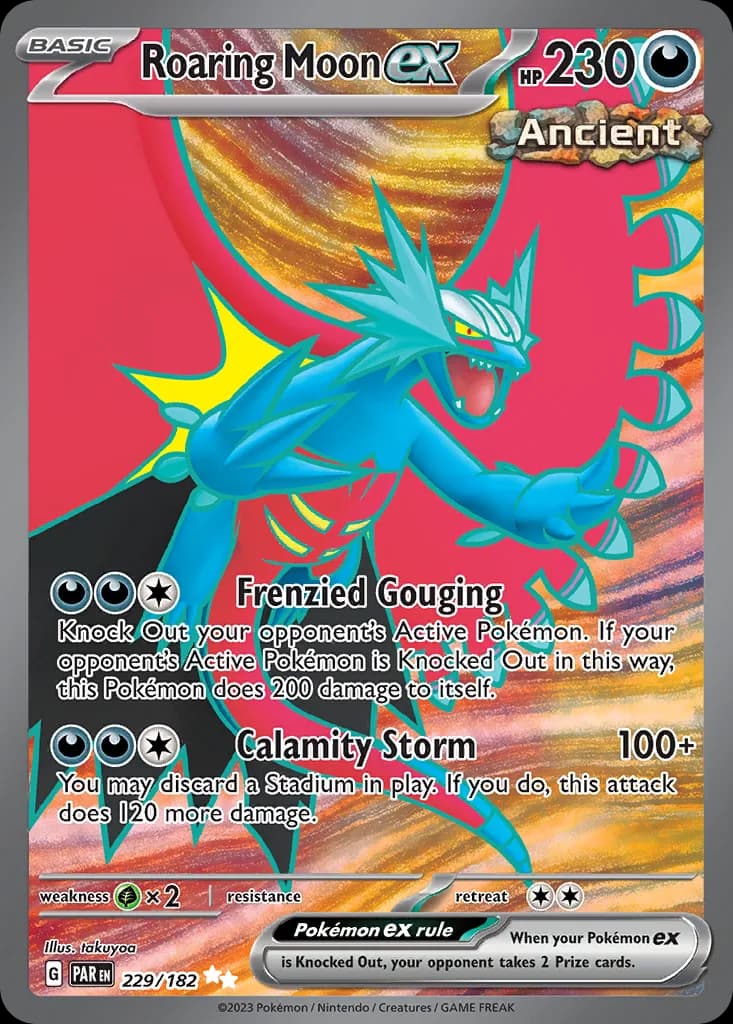Paradox Rift Roaring Moon ex card front, 229/182