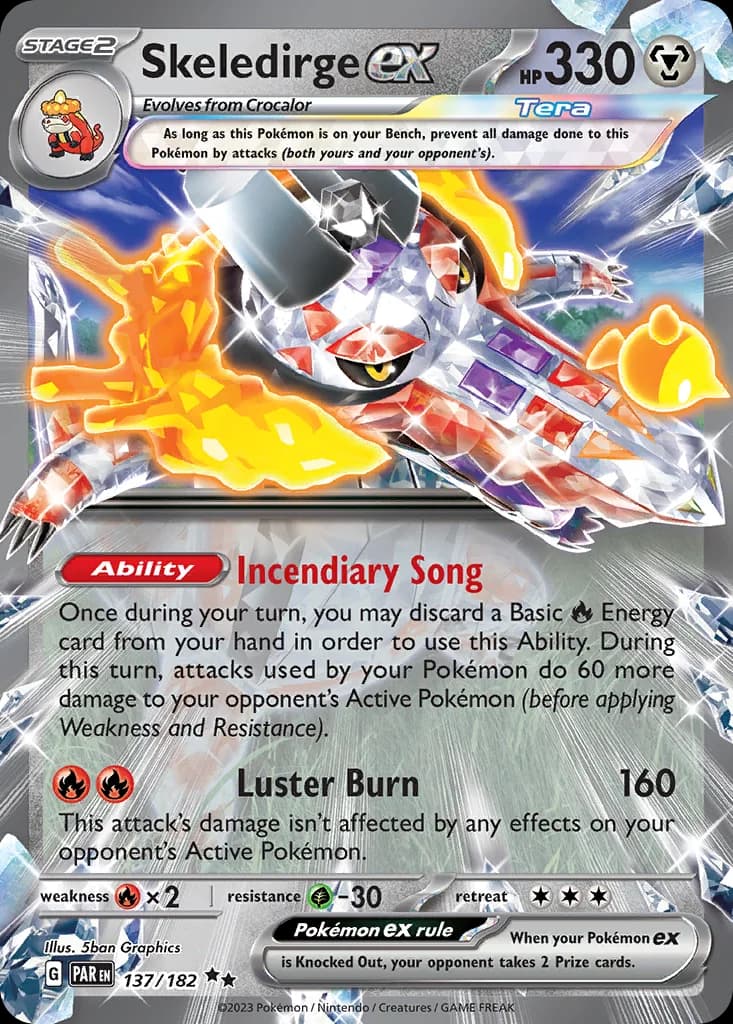 Paradox Rift Skeledirge ex card front, 137/182