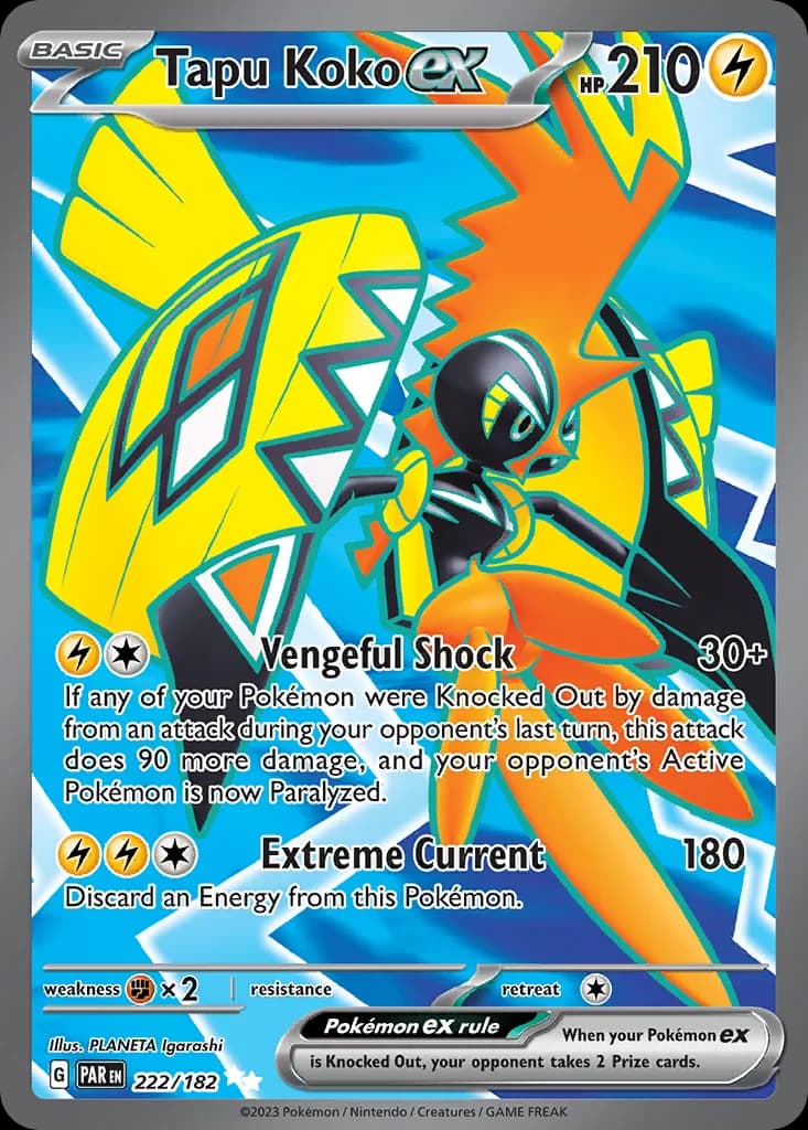 Paradox Rift Tapu Koko ex card front, 222/182