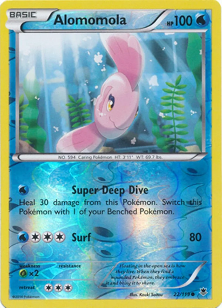Alomomola reverse holo card front, Phantom Forces 22/119