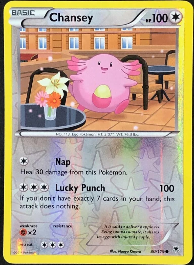Chansey reverse holo card front, Phantom Forces 80/119