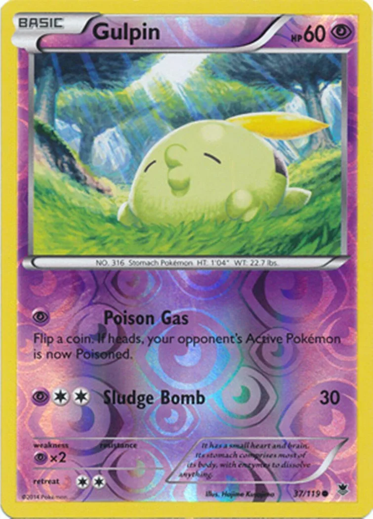 Gulpin reverse holo card front, Phantom Forces 37/119